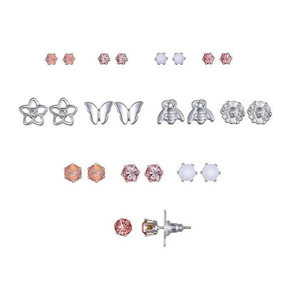 LC Lauren Conrad Bee Butterfly Nickel Free Stud Earrings - 12 Pairs Earring Set - Picture 1 of 4